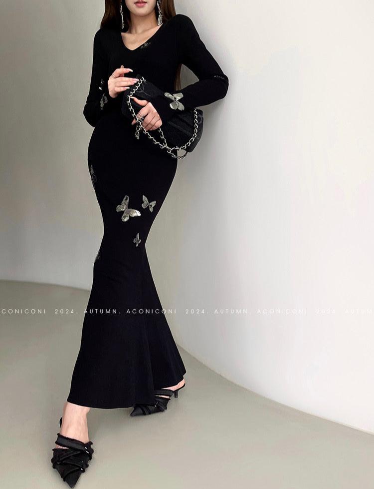 Aconiconi|Silverdew Charm Slim Long Dress