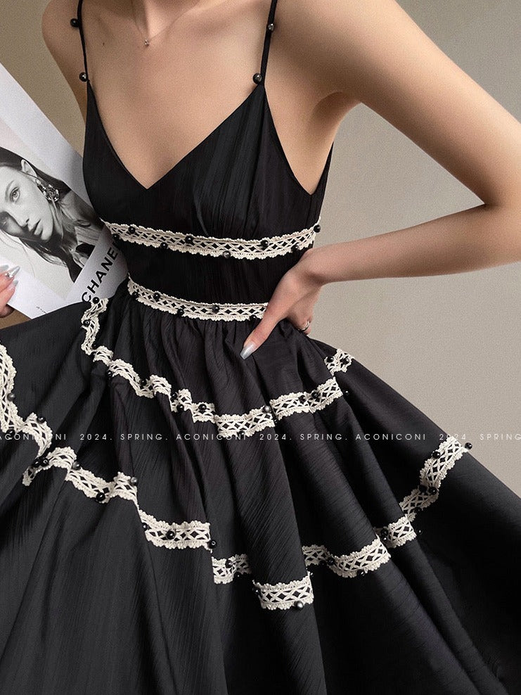Aconiconi|Rainy Night in Paris Black Short Dress