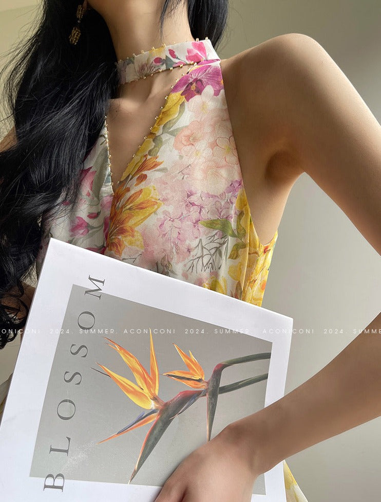 Aconiconi|Day Lily Japanese Style V-neck Summer Dress