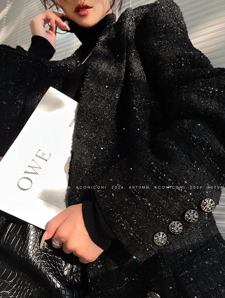 Aconiconi| Sand Star Wool Retro Tweed Skirt Suit