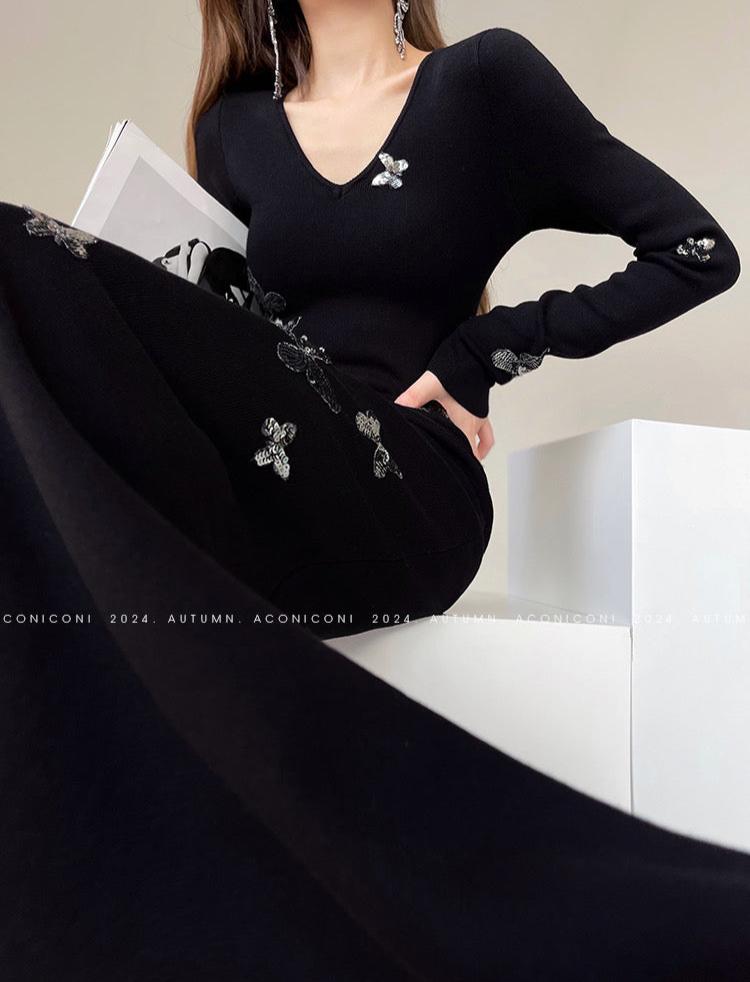 Aconiconi|Silverdew Charm Slim Long Dress