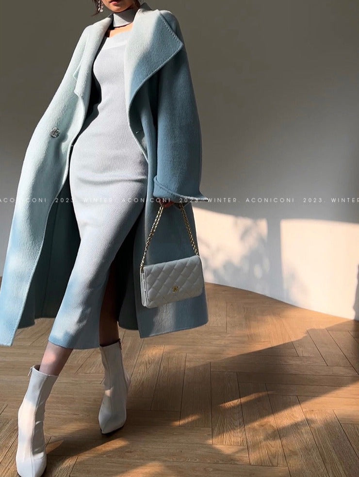 Aconiconi|Sky Blue Temperament Knitted Dress