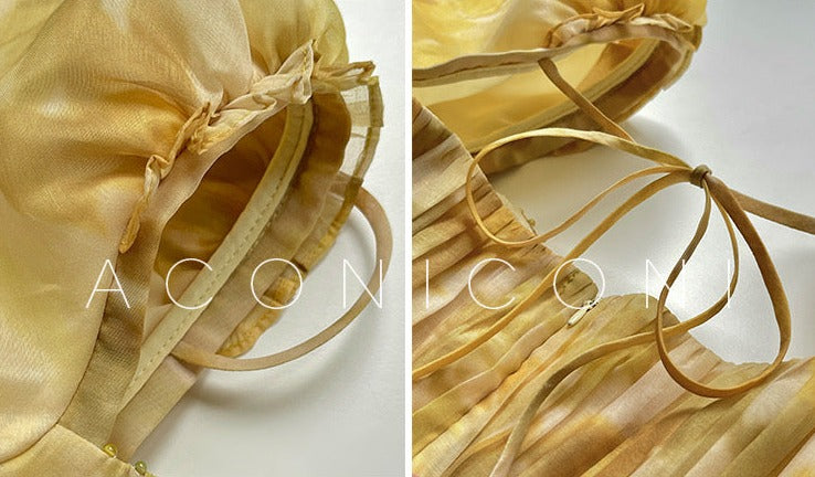 Aconiconi|Midsummer Citron Puff Sleeve Elegant Dress