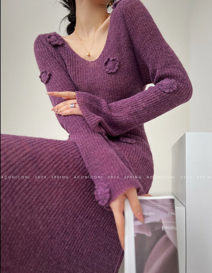 Aconiconi|Alocasia Knitted Long Dress