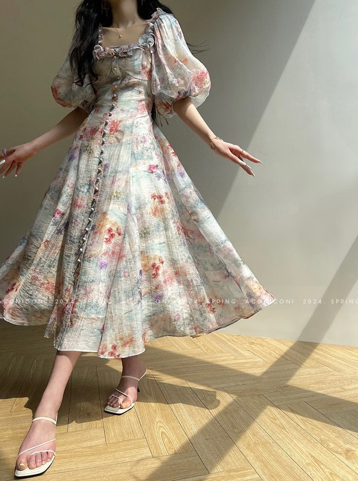 Aconiconi|Calantha Puff Short-Sleeve Dress