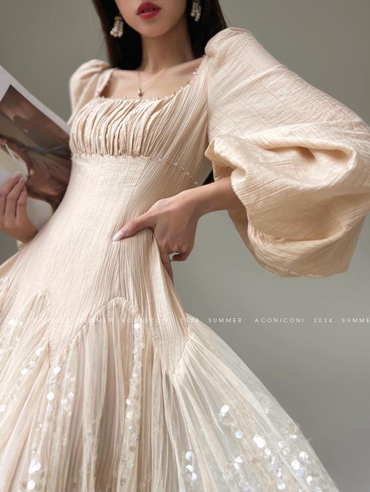 Aconiconi|Twilight Tulle Sequined Long Dress