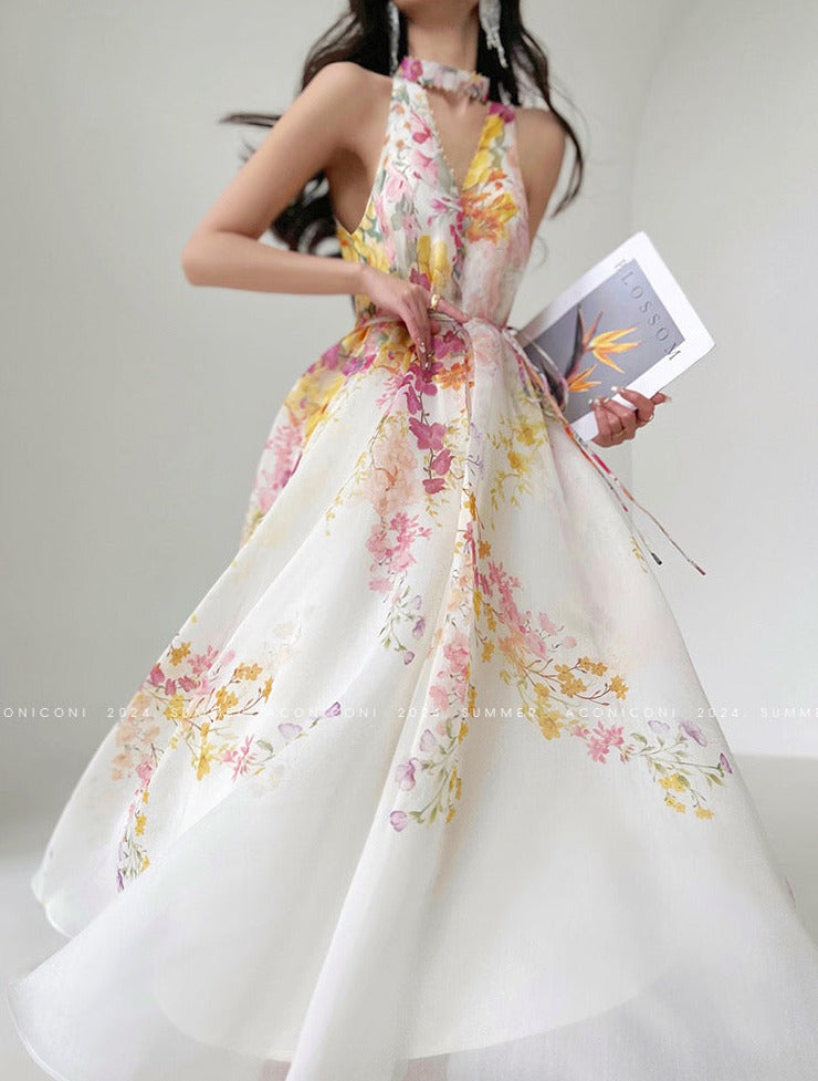 Aconiconi|Day Lily Japanese Style V-neck Summer Dress