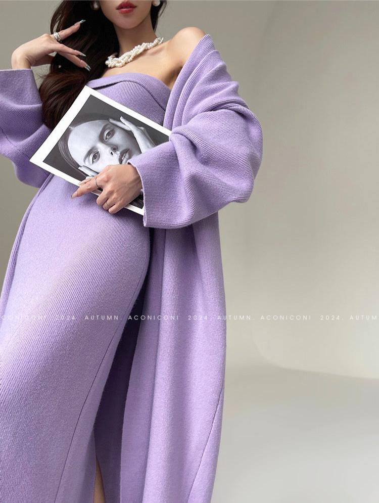 Aconiconi|Whispering Lilac Knit Dress Set