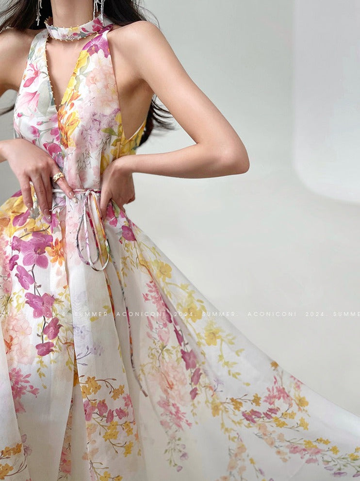 Aconiconi|Day Lily Japanese Style V-neck Summer Dress