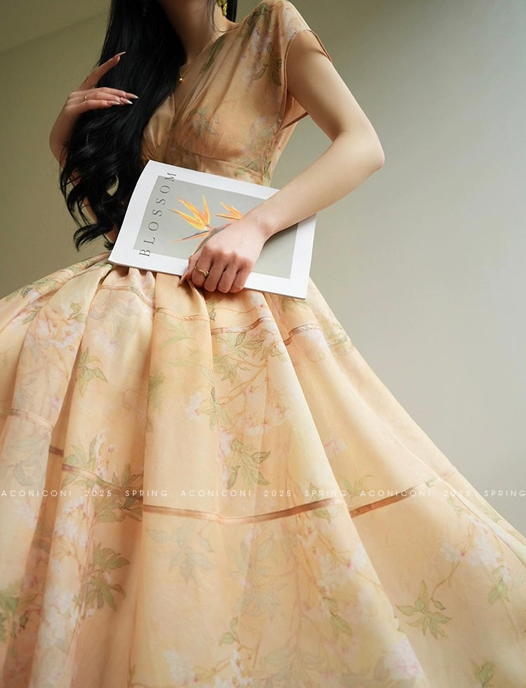 Aconiconi | Soft Sunrise Elegant Flowy Dress