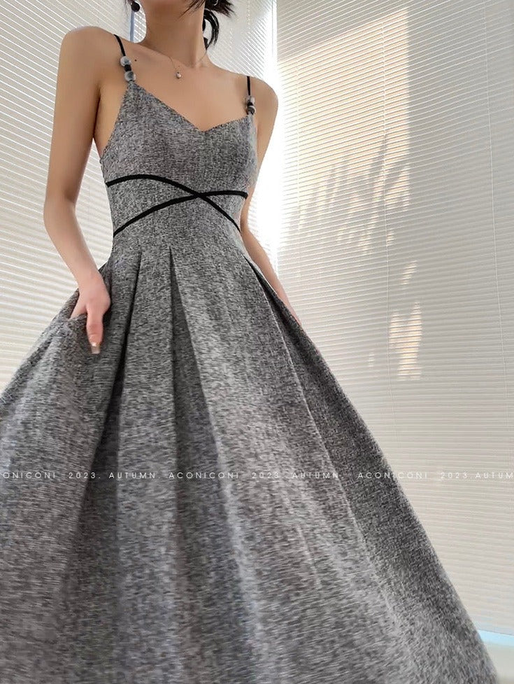 Aconiconi|Kawashima Girl Elegant Temperament Dress Suit Sling Long Dress