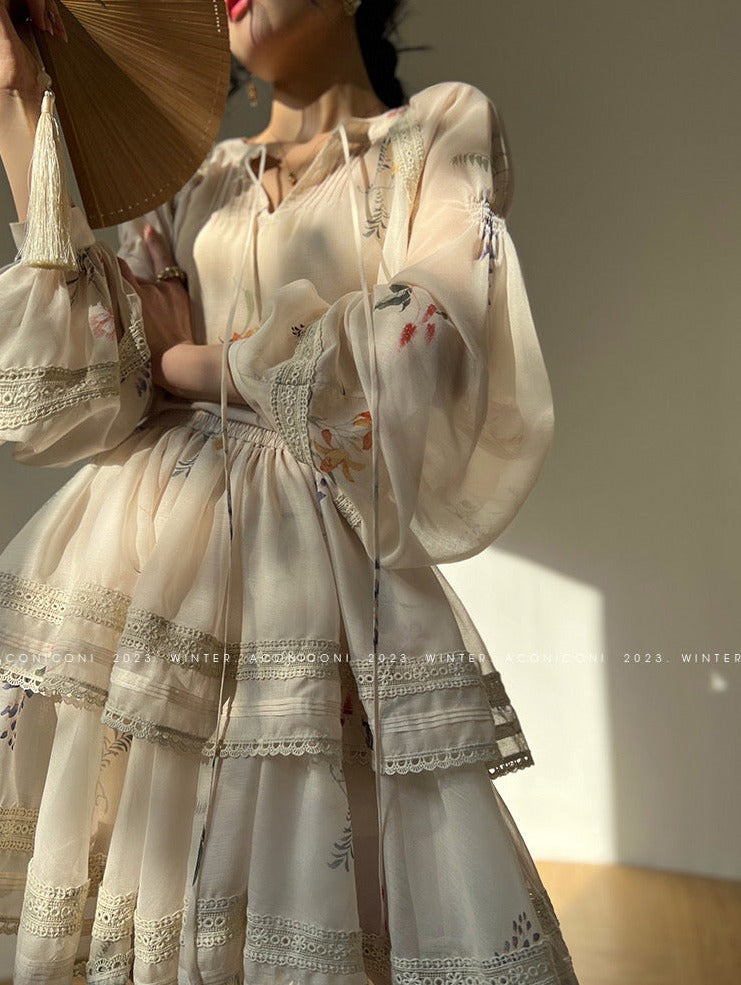 Aconiconi|Moon Shadow Camellia Skirt Suit