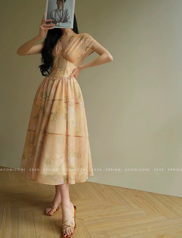 Aconiconi | Soft Sunrise Elegant Flowy Dress