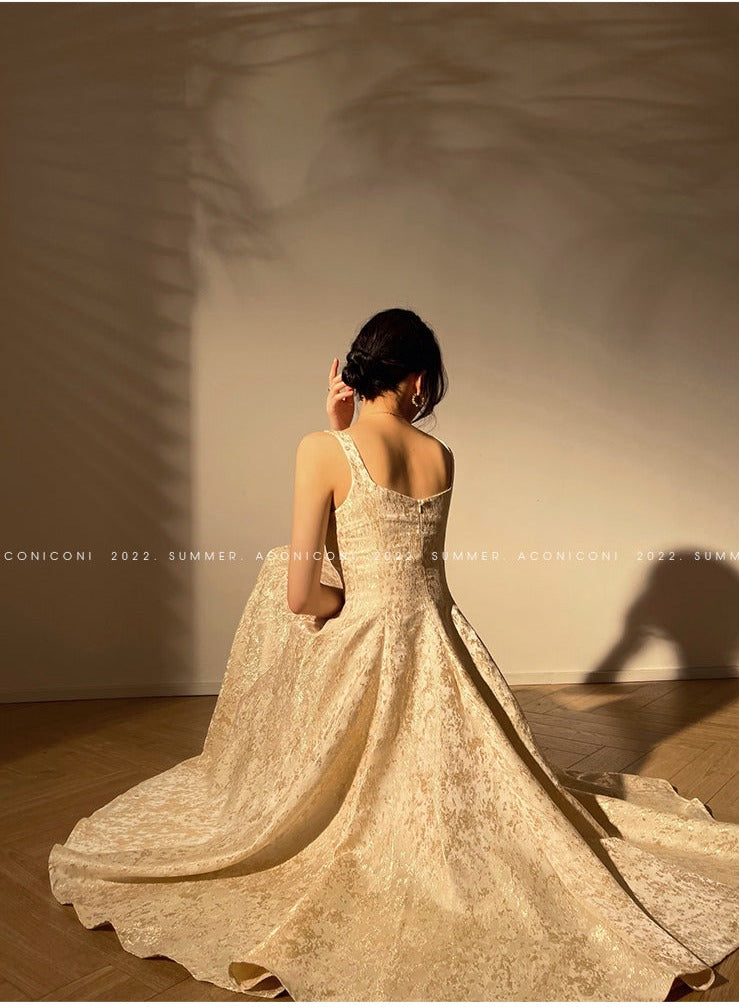 Aconiconi|Twilight Cloud Gilded French Temperament Light Luxury Dress