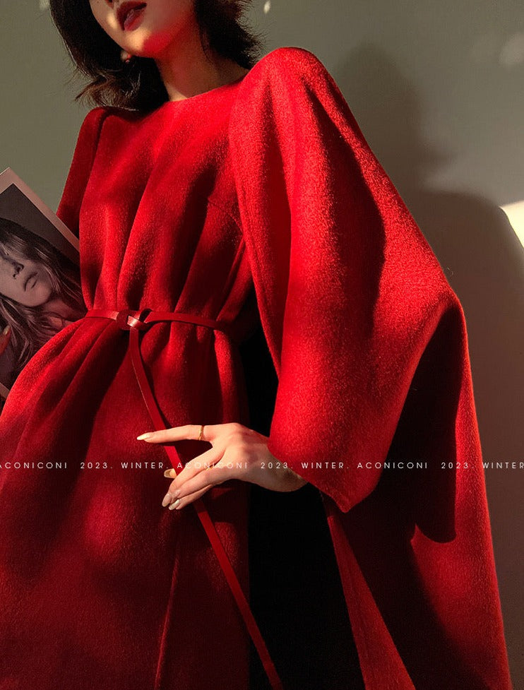 Aconiconi | Elegant Wool Coat & Dress Set