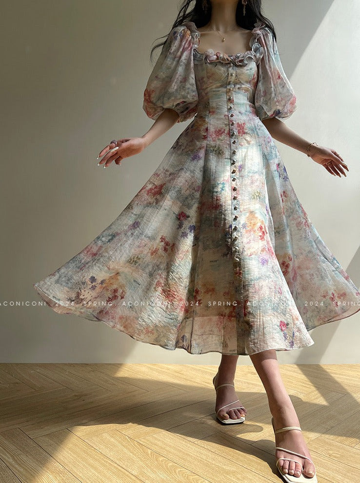 Aconiconi|Calantha Puff Short-Sleeve Dress