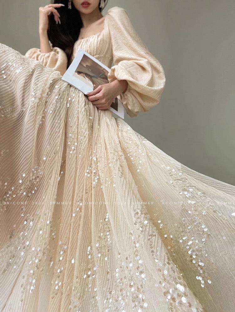 Aconiconi|Twilight Tulle Sequined Long Dress