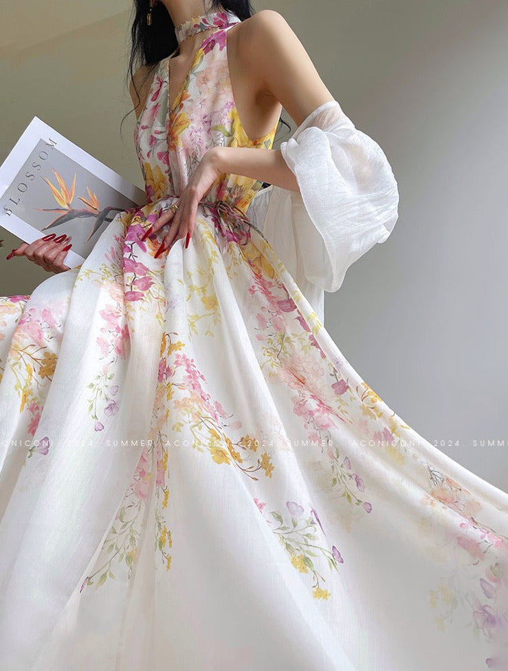 Aconiconi|Day Lily Japanese Style V-neck Summer Dress