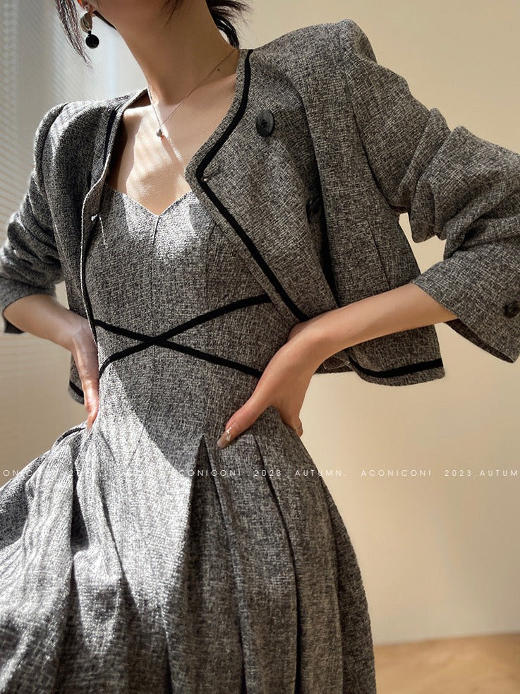 Aconiconi|Kawashima Girl Elegant Temperament Dress Suit Sling Long Dress