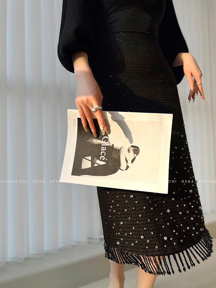 Aconiconi|Light diamond shimmer wool dress