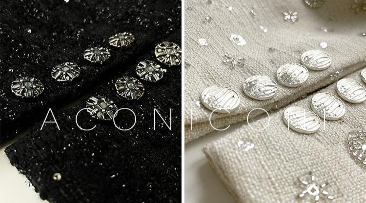 Aconiconi| Sand Star Wool Retro Tweed Skirt Suit