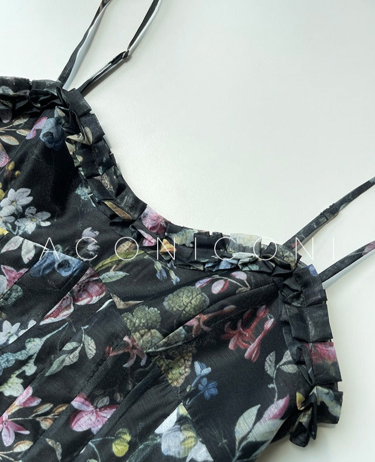 Aconiconi|Black Forest Long Floral Dress