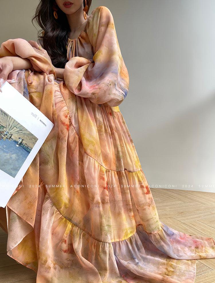 Aconiconi|Velvet Blossom Long Sleeve Dress