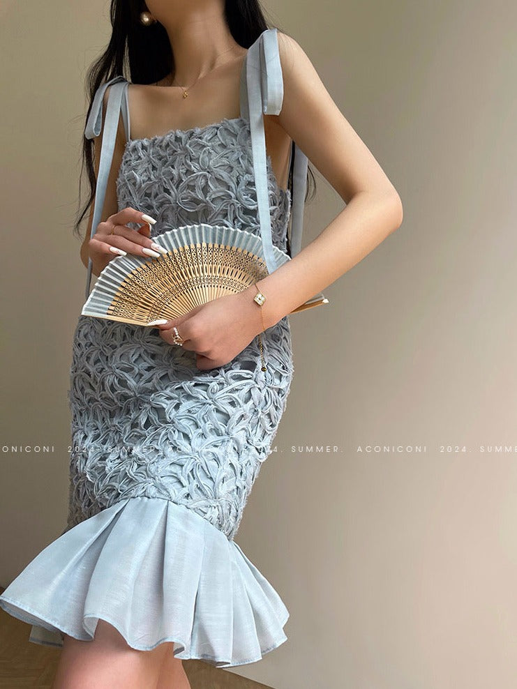 Aconiconi|Quiet Night Orchid Retro Suspender Dress