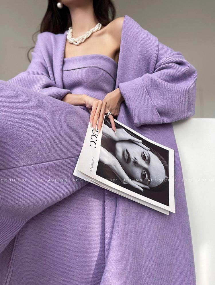 Aconiconi|Whispering Lilac Knit Dress Set