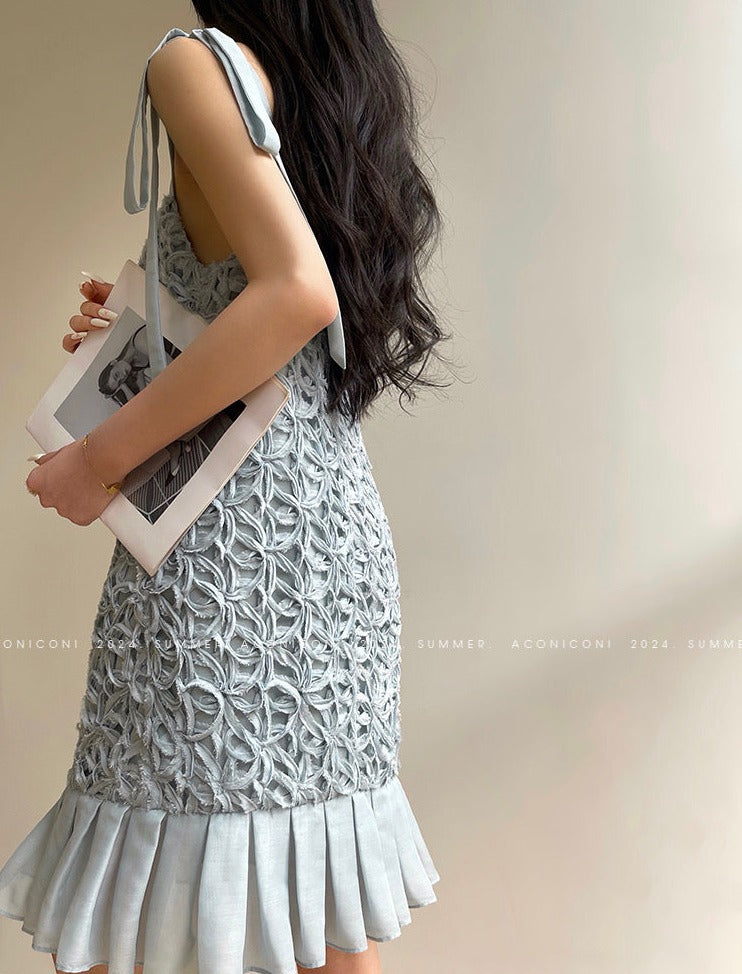 Aconiconi|Quiet Night Orchid Retro Suspender Dress
