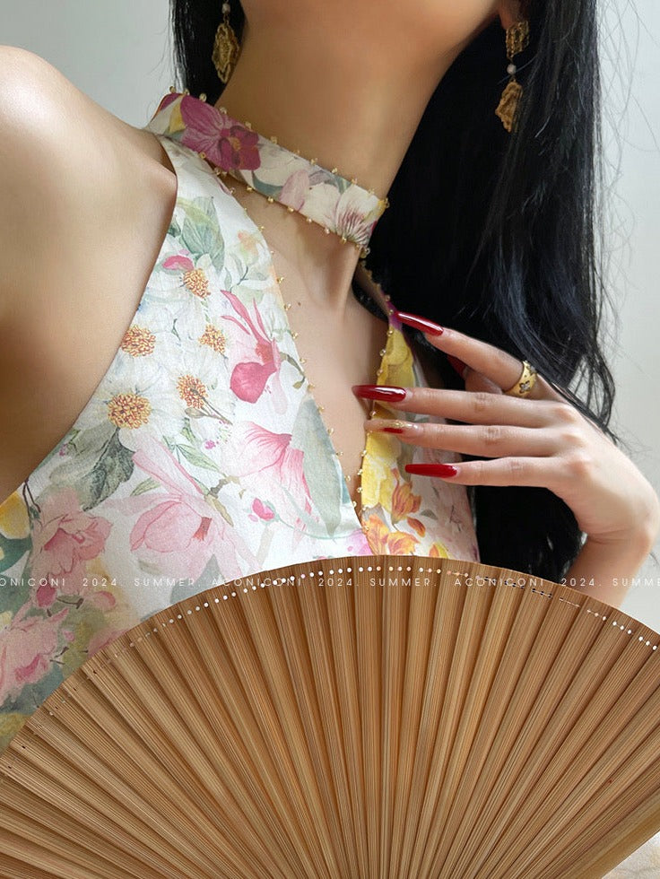 Aconiconi|Day Lily Japanese Style V-neck Summer Dress