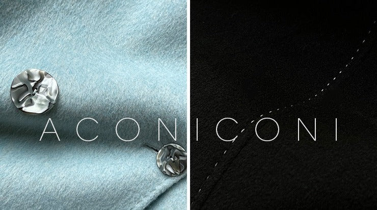 Aconiconi|Dark Night & Sea Waves Double-Sided Wool Coat