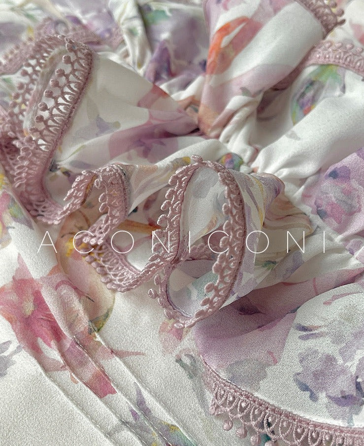 Aconiconi|Crape Myrtle Floral Feminine Suit