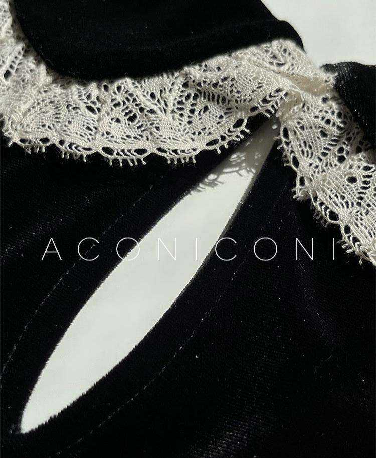 Aconiconi|Alice Retro Velvet Elegant Winter Dress