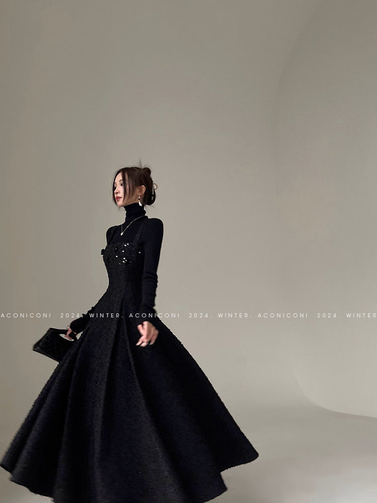 Aconiconi|Winter Night Moon Elegant Dress