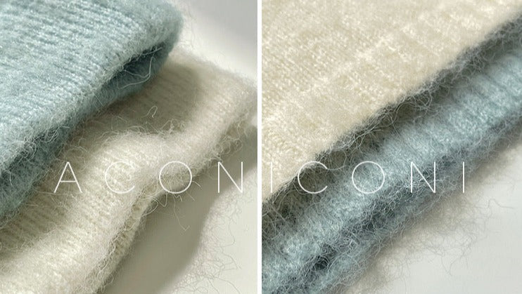 Aconiconi|North Island girl's loose V-neck wool sweater set