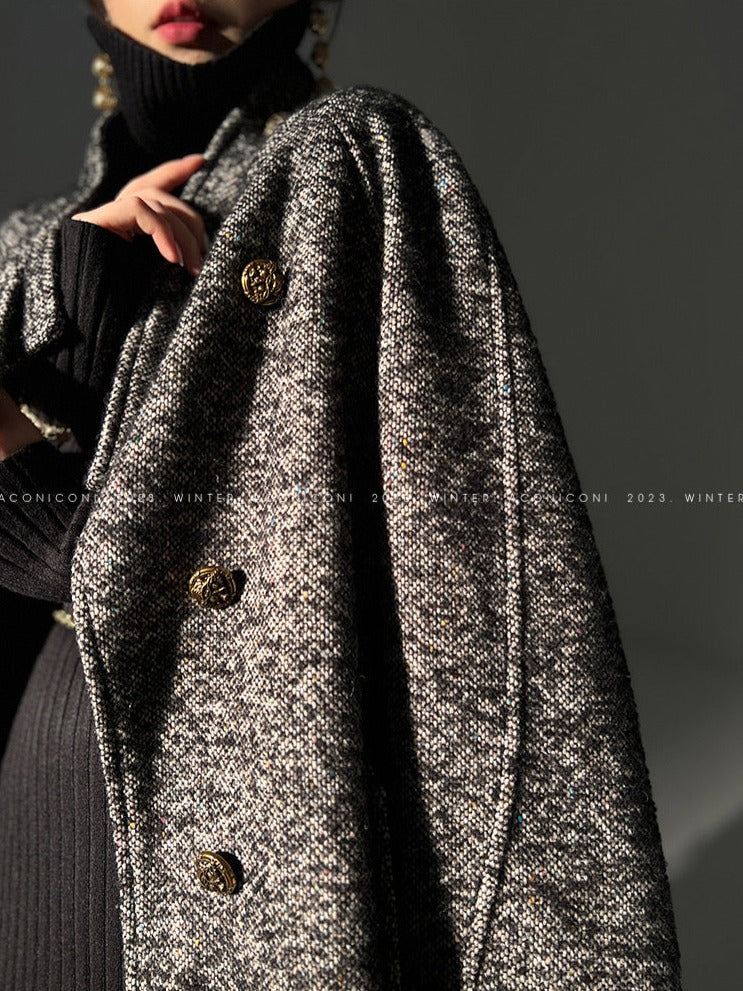 Aconiconi|Inkstone Retro Stand Collar Wool Coat