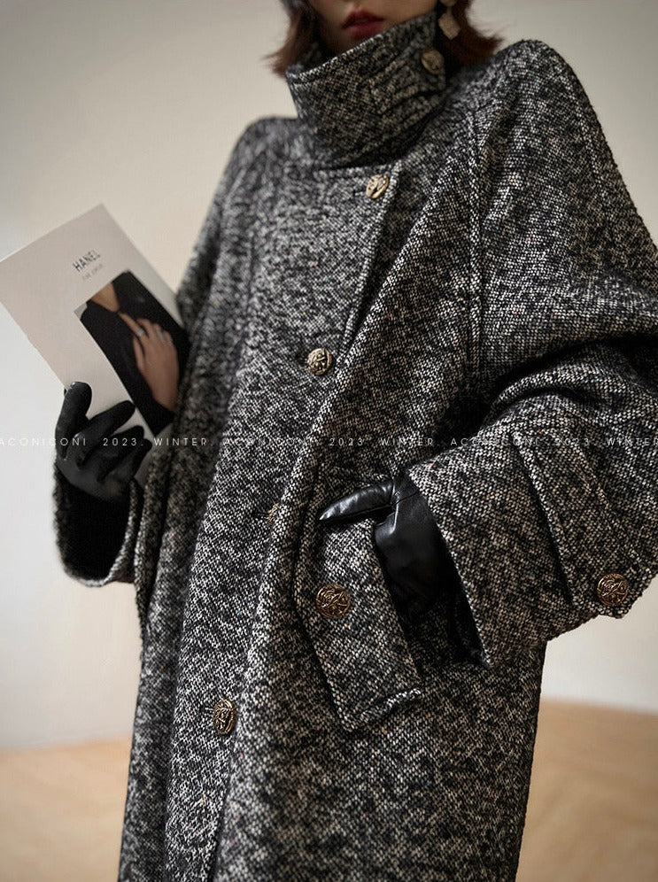 Aconiconi|Inkstone Retro Stand Collar Wool Coat