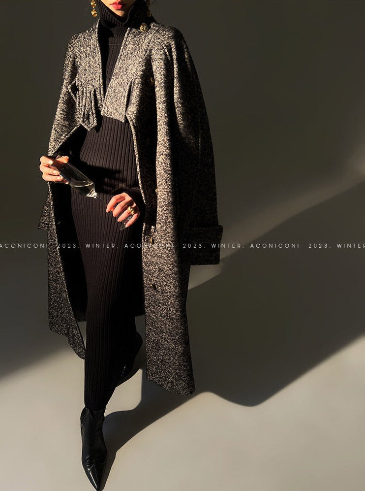 Aconiconi|Inkstone Retro Stand Collar Wool Coat