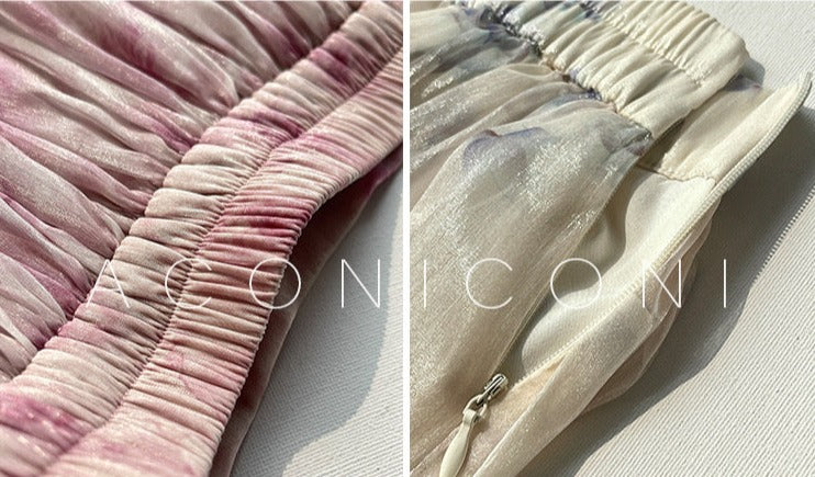 Aconiconi|Flower Brocade Evening Smoke Broken Flower Fairy Dress