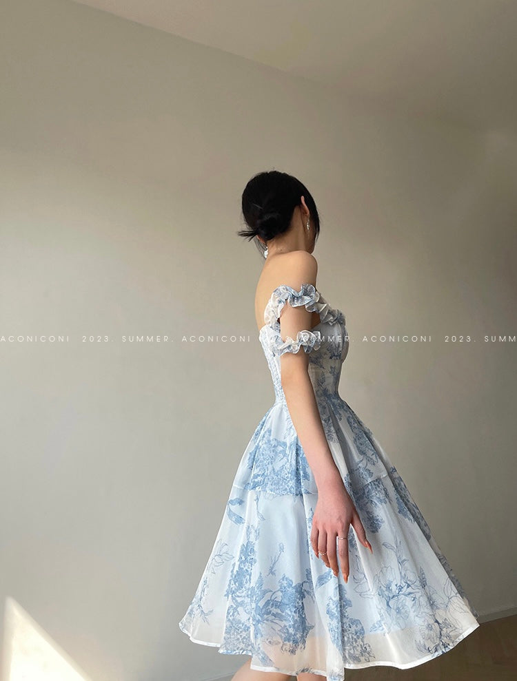 Aconiconi|Sea Island Frosty Suspender Sweet Short Dress