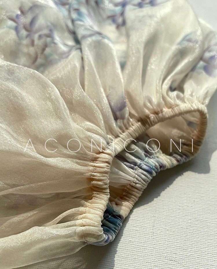 Aconiconi|Flower Brocade Evening Smoke Broken Flower Fairy Dress