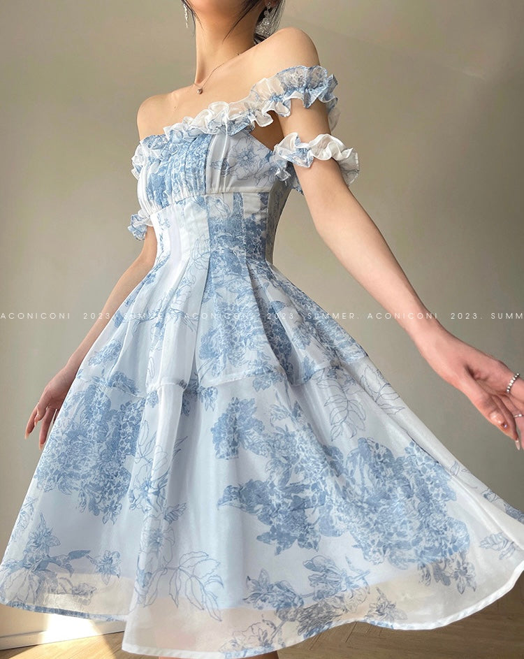 Aconiconi|Sea Island Frosty Suspender Sweet Short Dress