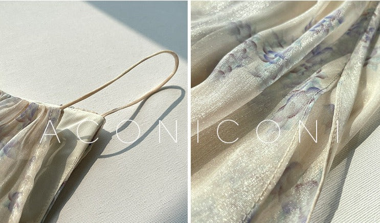Aconiconi|Flower Brocade Evening Smoke Broken Flower Fairy Dress