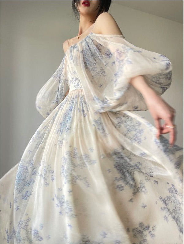 Aconiconi|Flower Brocade Evening Smoke Broken Flower Fairy Dress