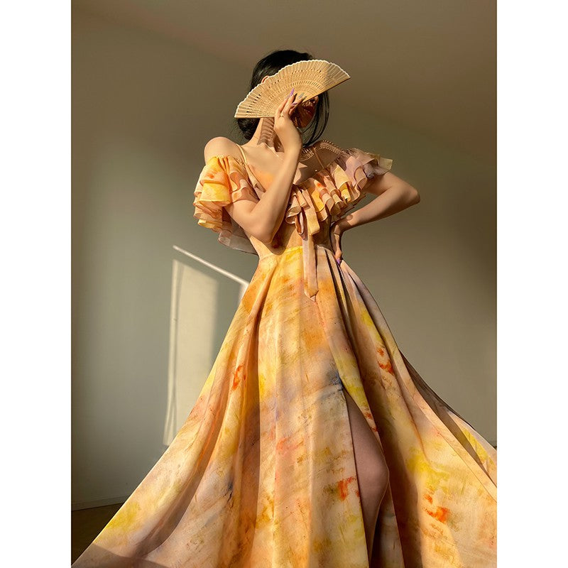 Aconiconi|Floating Painting Summer Suspender Dress