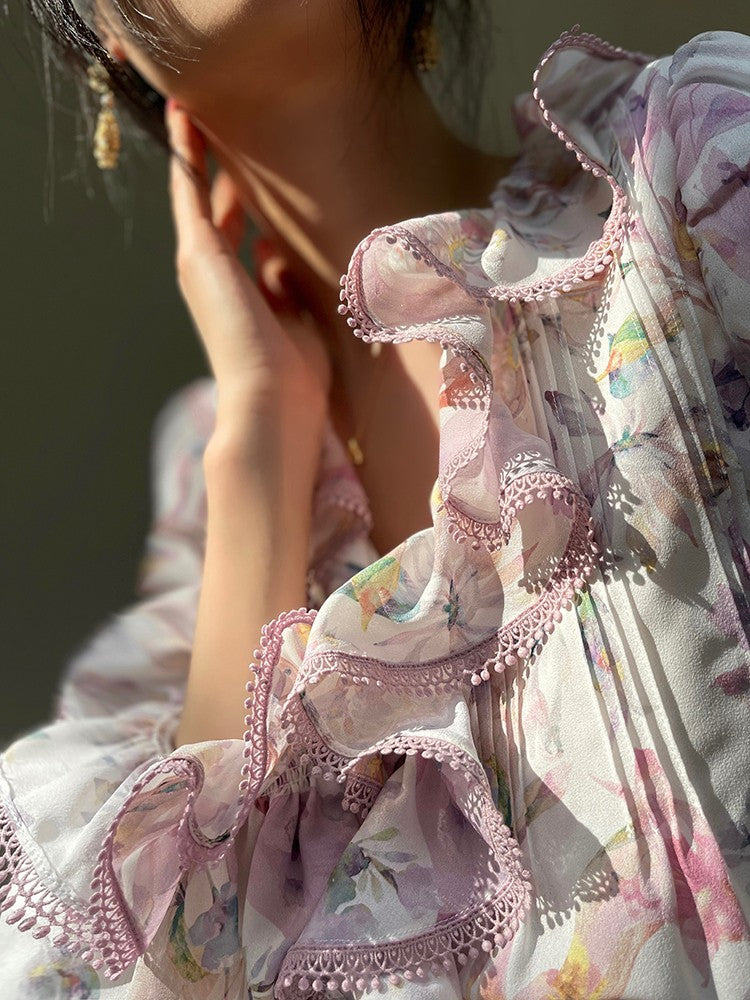 Aconiconi|Crape Myrtle Floral Feminine Suit