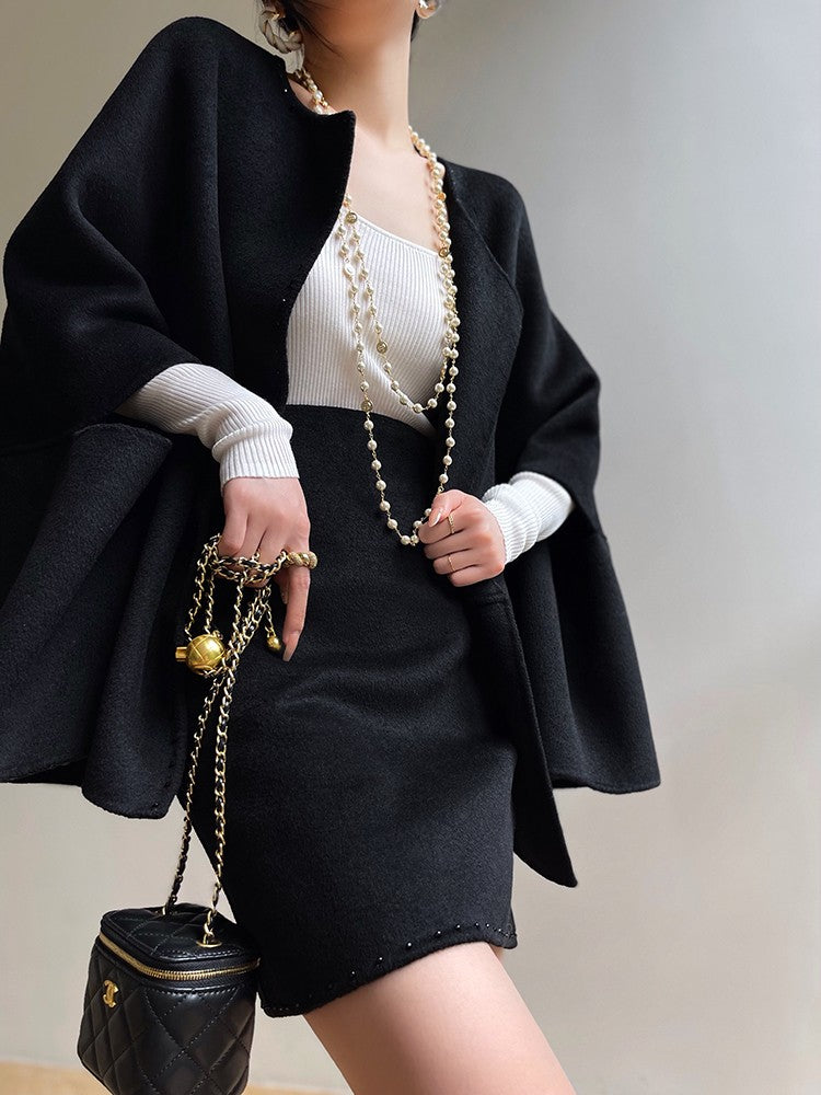 Aconiconi | Night Twilight Wool Autumn Skirt Suit