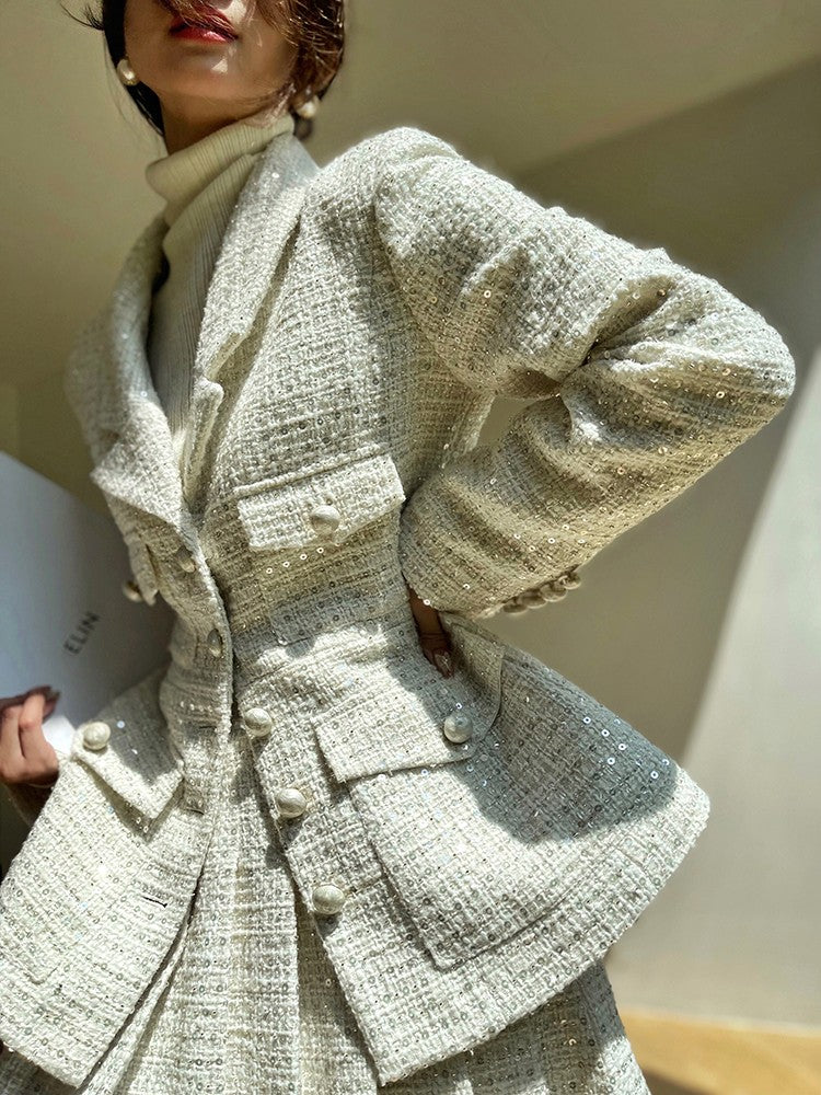 Aconiconi|Yueluo Suit Sequin Tweed Set