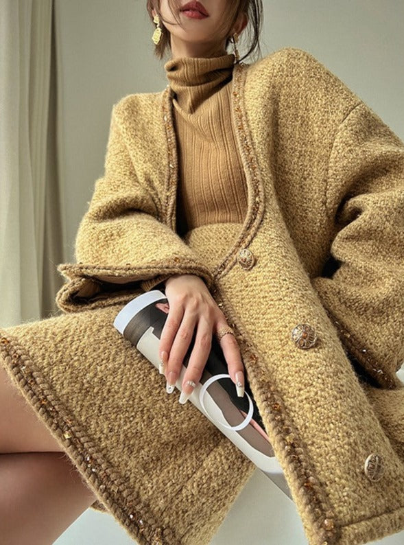Aconiconi|Brownie Autumn Wool Retro Skirt Suit